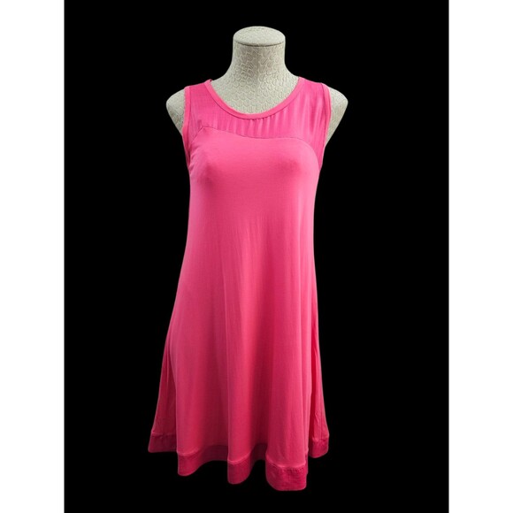 LM Women's M D. Exterior Italy Bright Pink Trapeze Shift Dress Sleeveless Summer - Picture 1 of 8